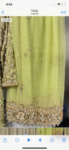 Makkah Bridals | Lime Yellow Green Bridal Valima Maxi | Women Bridals | Worn Once
