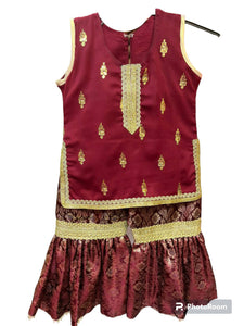 Maroon Gharara | Girls Shalwar Kameez | Size: 1-7 years | Brand New