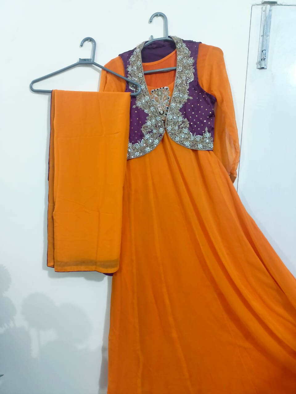 Orange Maxi (frock) with jacket (koti) | Women Frocks & Maxi | Worn Once