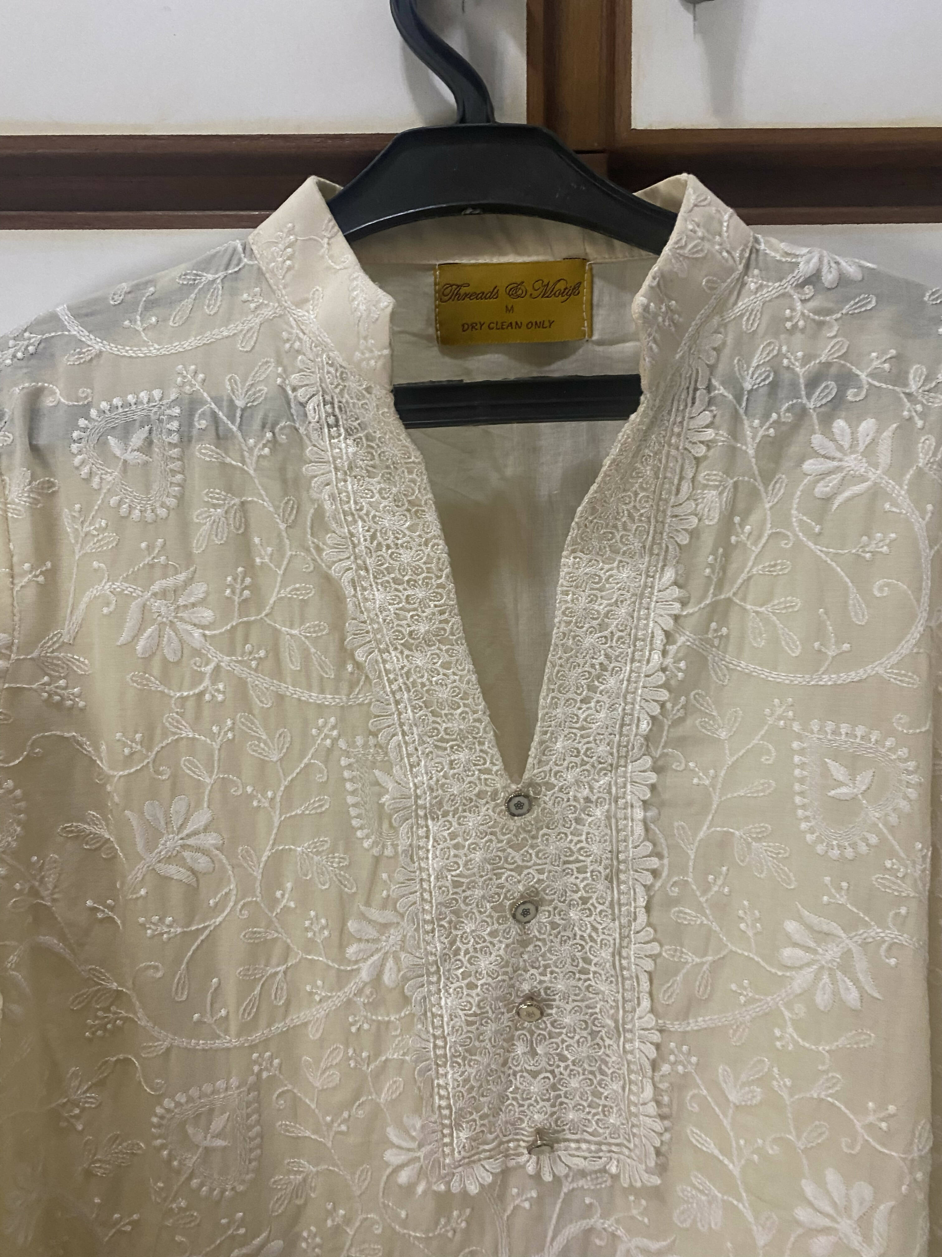 Threadz and motifz | Beige chikankari shirt | Women Branded Formals | Brand New