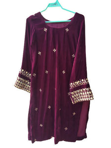 Purple Velvet Kurta & Dupatta | Women Locally Made Formals | Medium | Worn Once