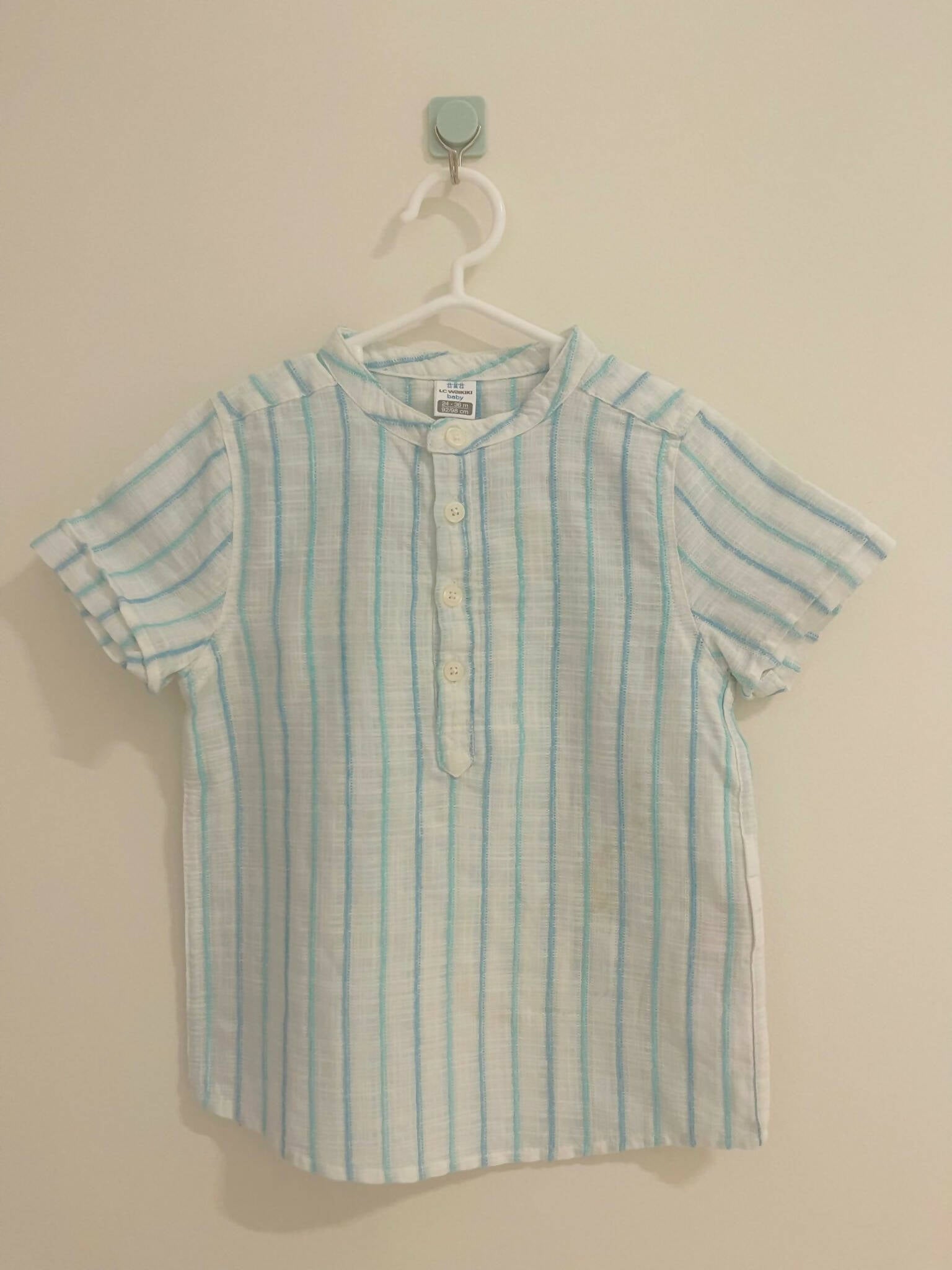 ایل سی واکیکی | نیلی سفید دھاری دار قمیض (24-36 ماہ) | لڑکوں کے ٹاپس اور شرٹس | پریلوڈ