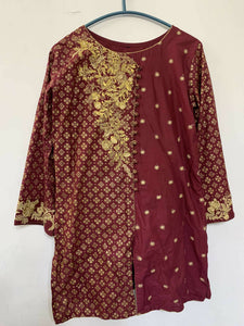 Maroon Block print Kurta | Women Locally Made Kurta | Medium | Worn Once