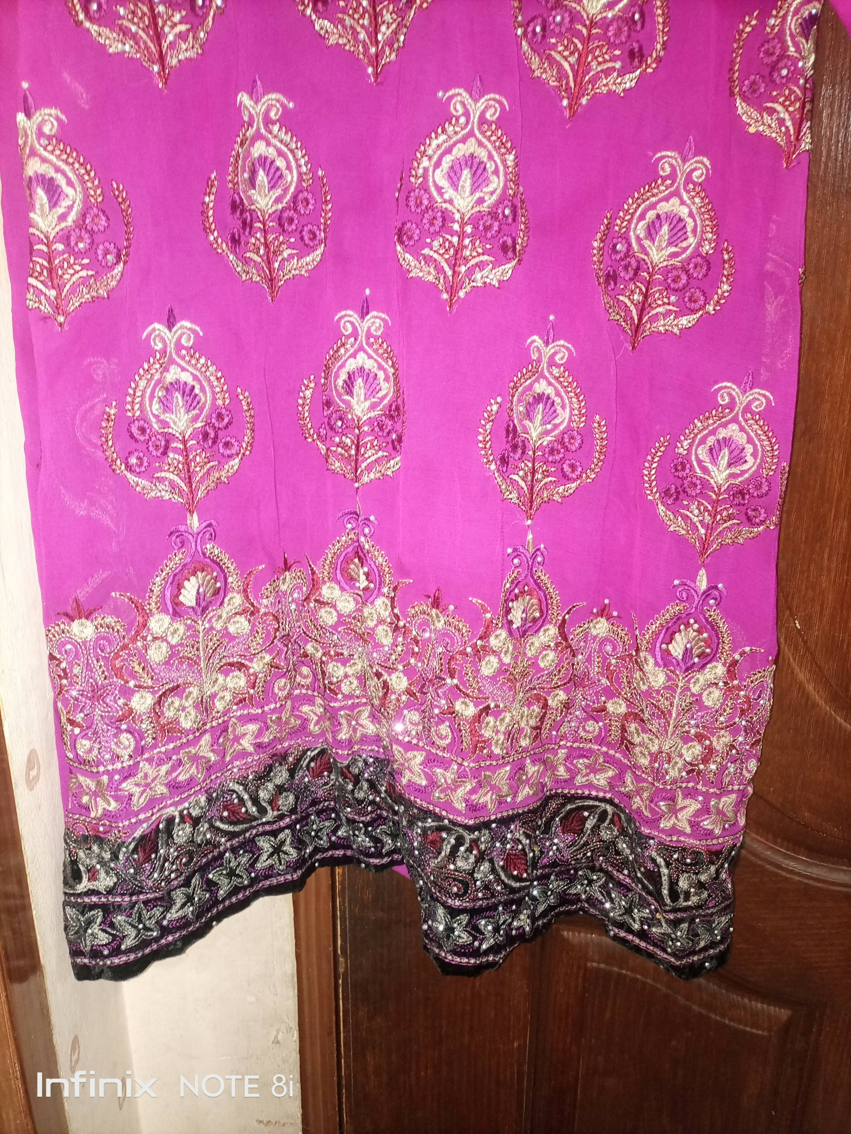 3 PC embroidered chiffon fancy Suit | Women Locally Made Kurta | Medium | Worn Once