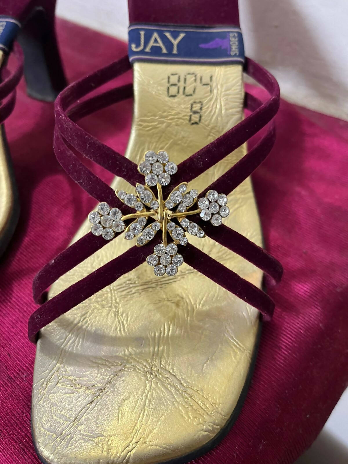 Jay Shoes | Maroon Velvet Heels | Women Shoes | Size: 8 | Preloved