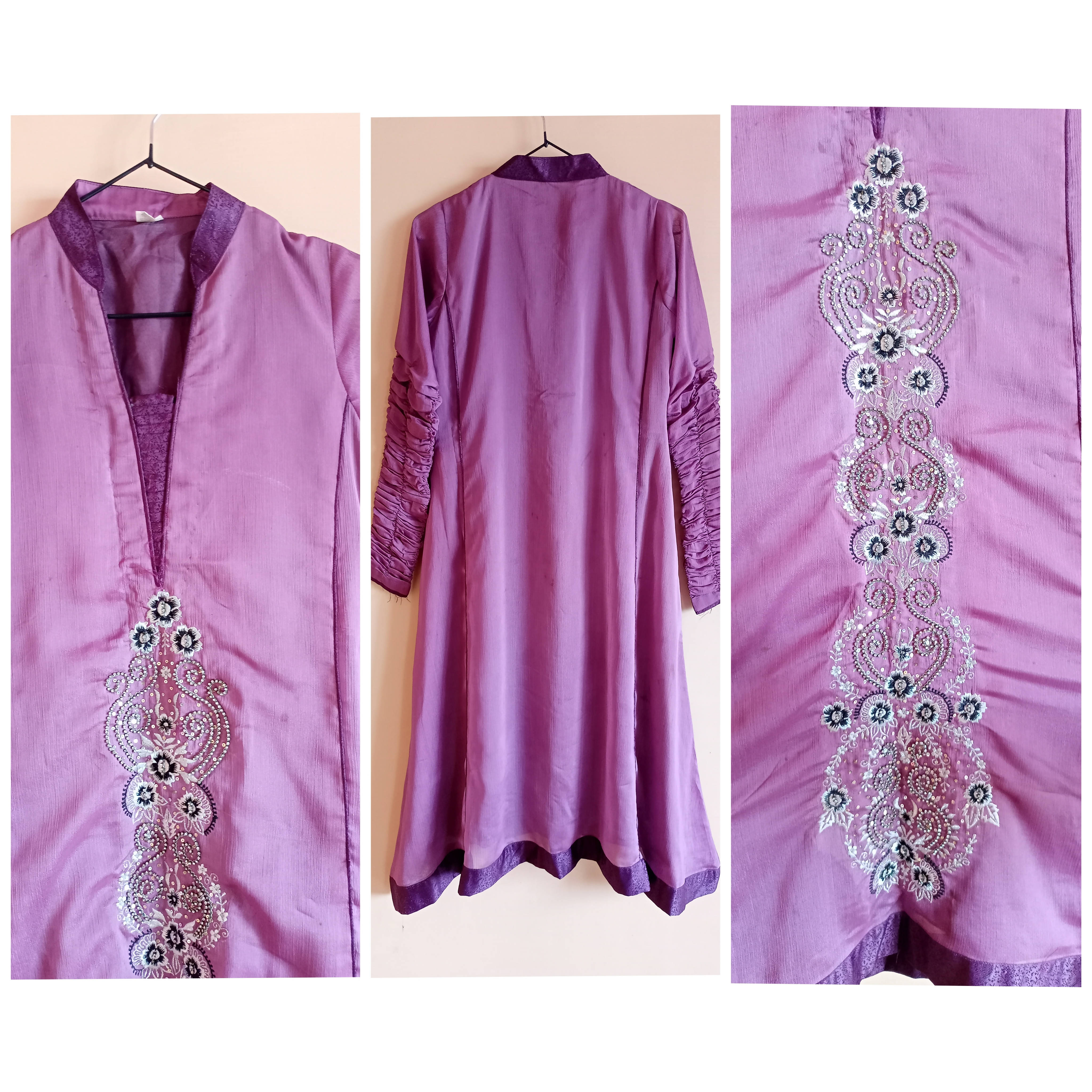 Purple 3 PC Chiffon Suit | Women Locally Made Formals | Small | Preloved