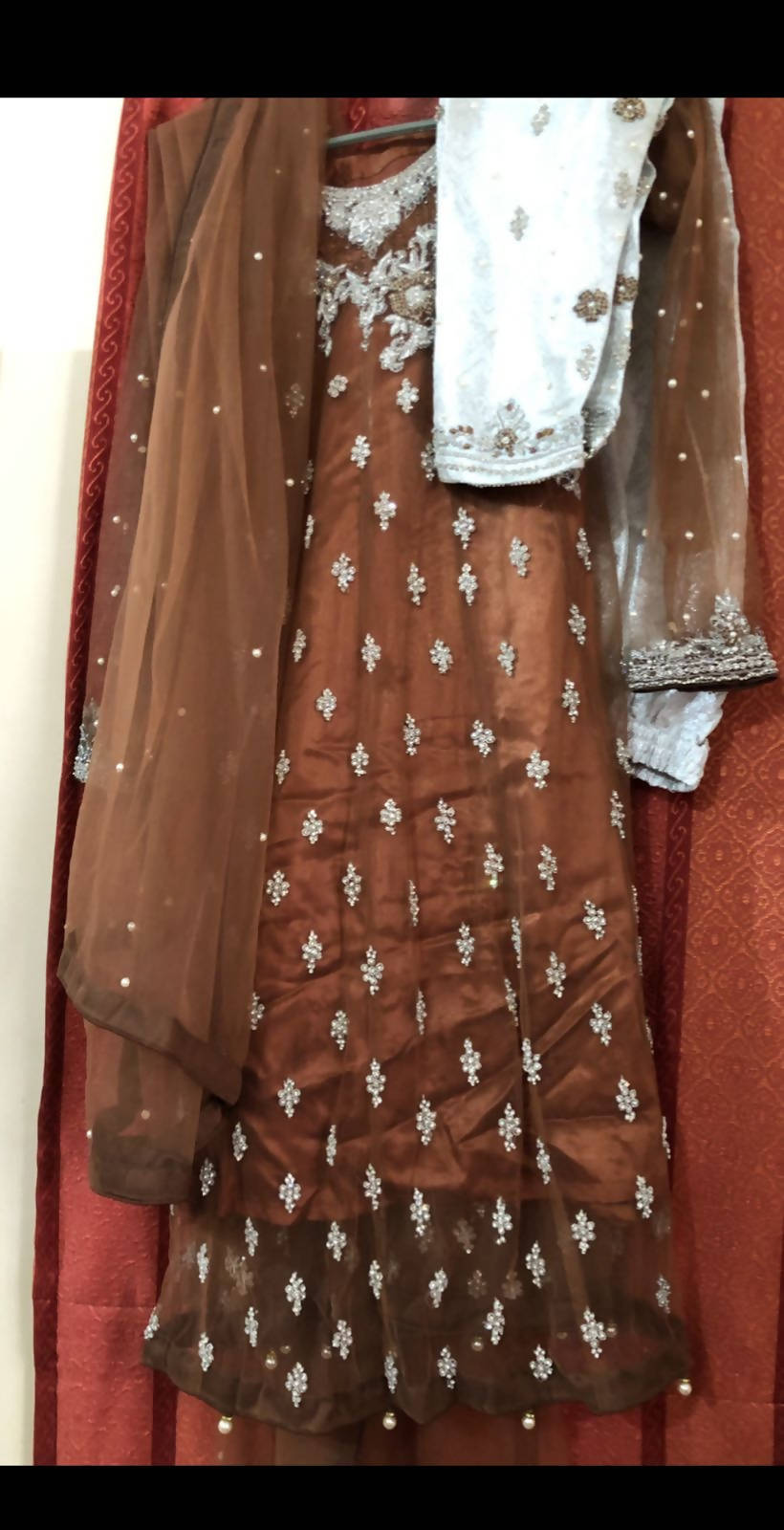 Beautiful Rust Formals | Brown 3 Piece Suit | Women Formal Froks & Maxis| Medium |Worn Once