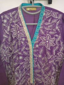 Oaks | Purple embroidered Kurta | Women Branded Kurta | Small |New