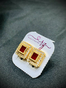 Tiny Red Stone Earrings | Women Earrings | New