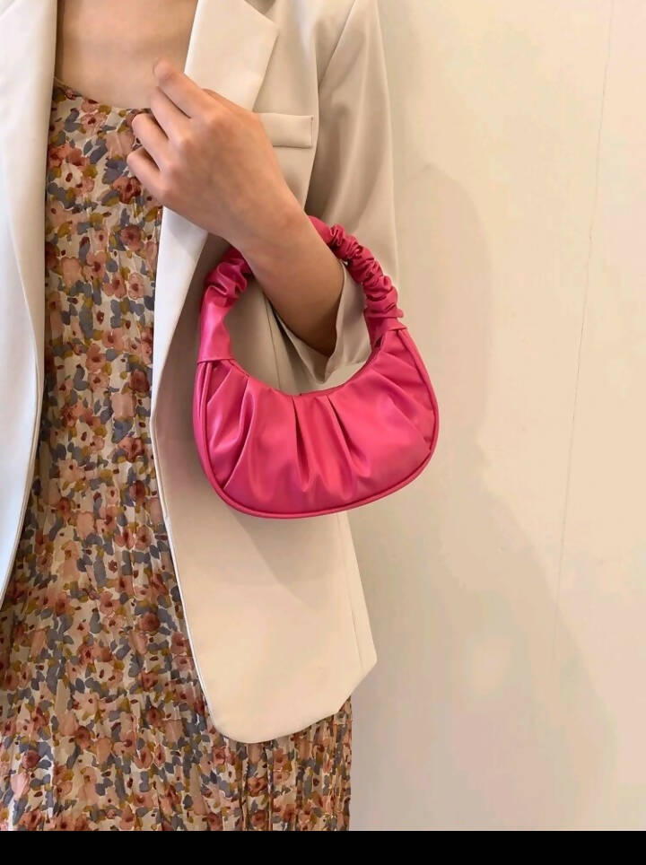 Shein, Mini Minimalist Top Handle Ruched Bag, Women Bags