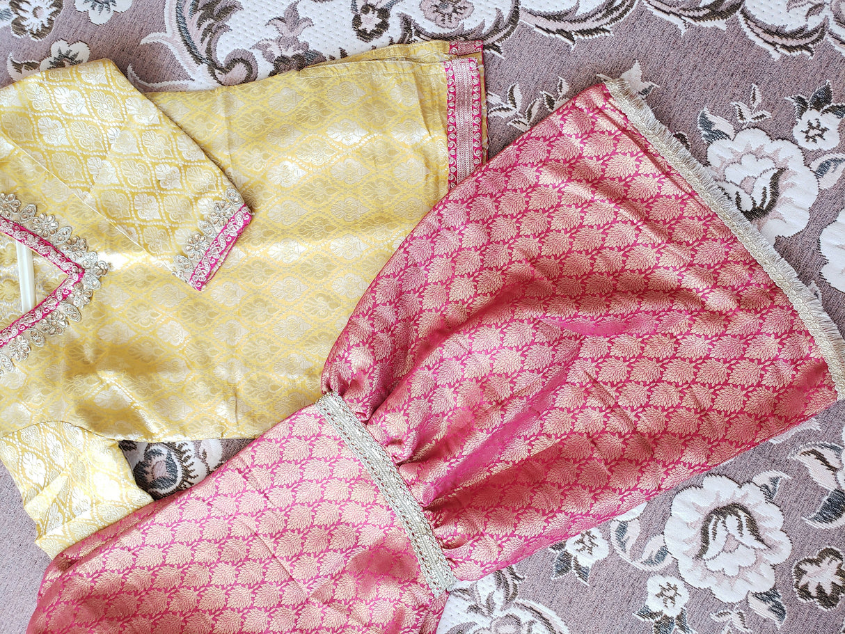 بنارسی شرارہ | بچوں کی لڑکیوں کی شلوار قمیض | چھوٹے سائز | ایک بار پہنا۔