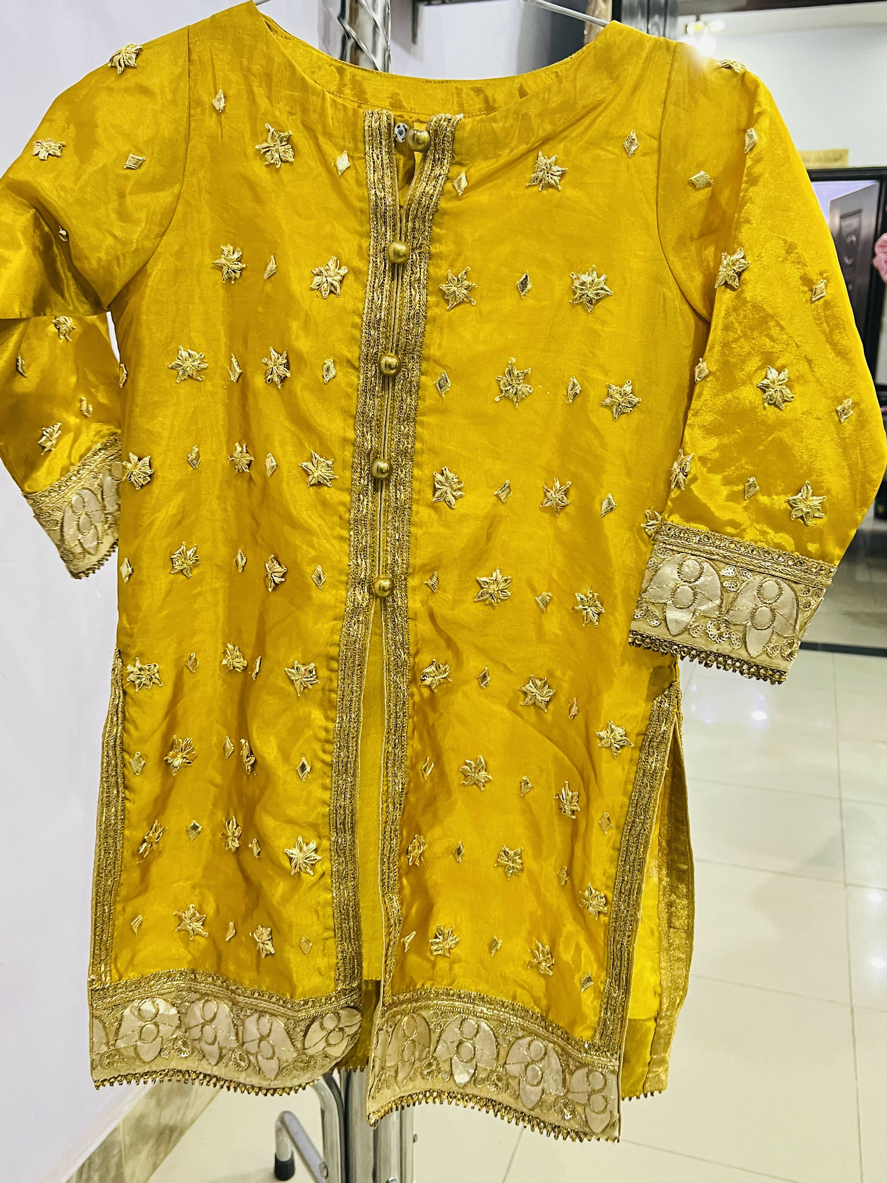 Yellow Gharara | Girls Shalwar Kameez | Worn Once