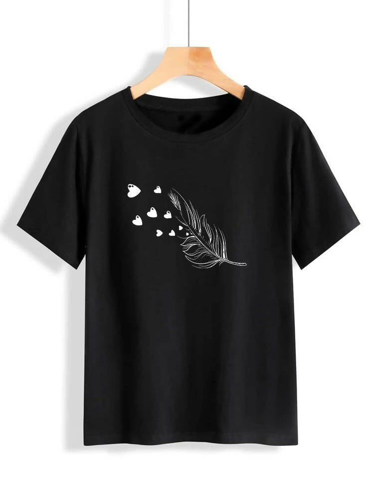 Fashion Holic | Leaf Printed (ALL SIZES) | Half Sleeves T-Shirt | Women Tops and Shirts | New