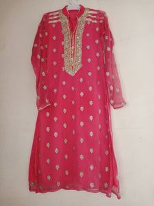 Pink Embroidery semi kurta trouser | Women Formals | Worn Once