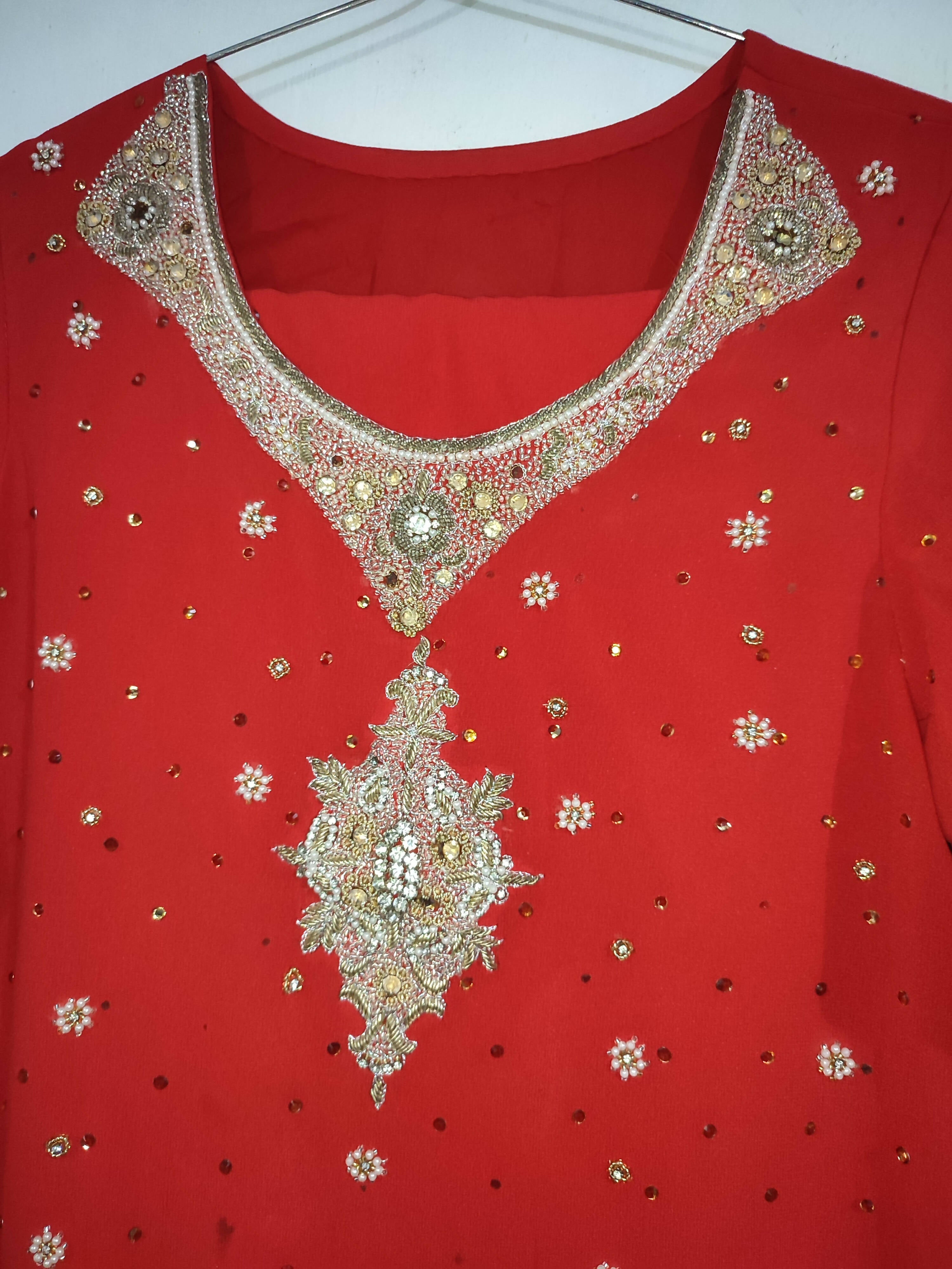 Red Zari work Suit | Women Formals | Preloved