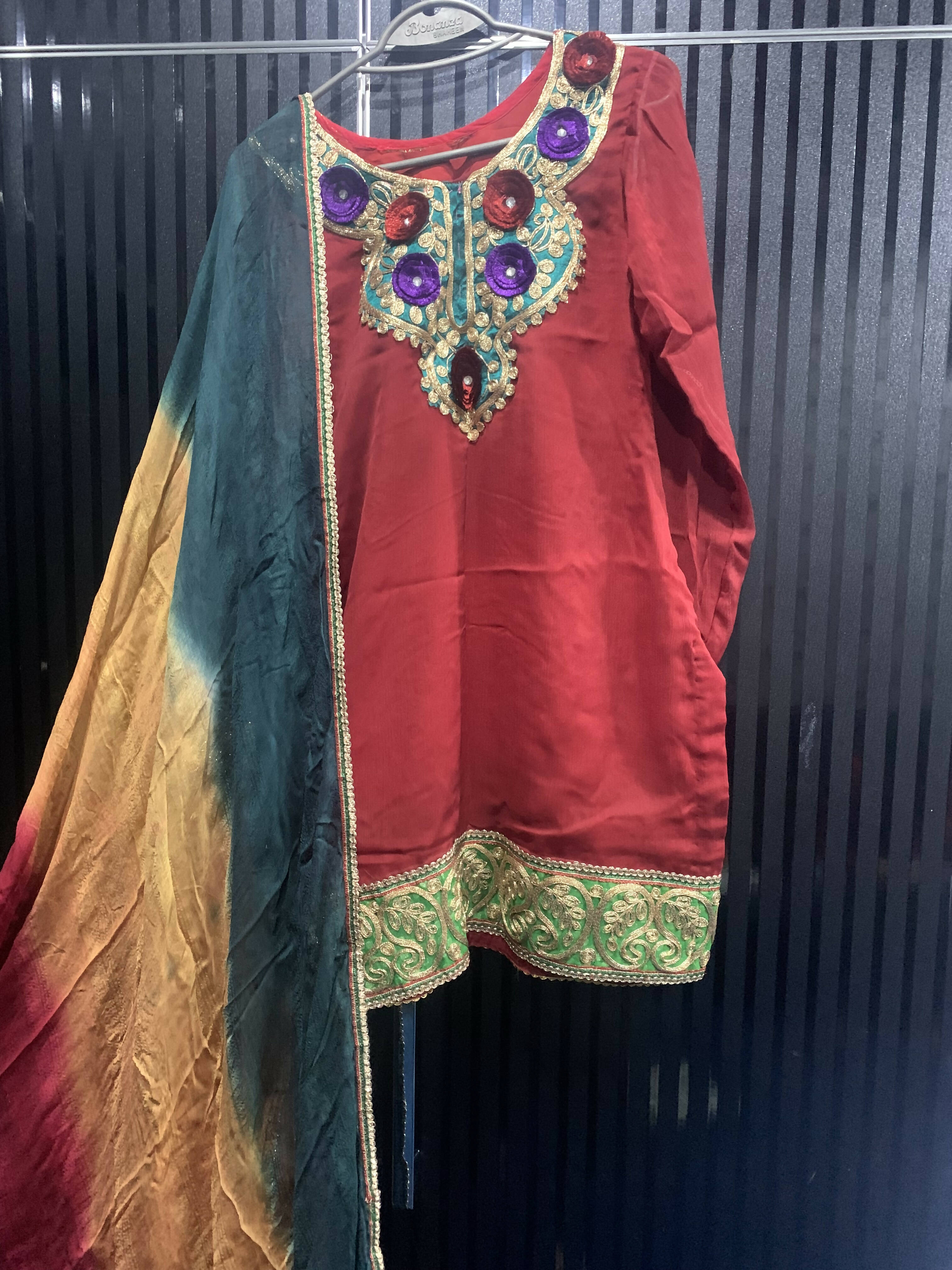 3Pc Sharara with Flower Embroidery (size: M) | Women Formals | Worn Once