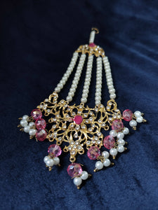 Beautiful Maang Tikka | Women Jewelry | White and pink Maang Tikka | Preloved (Worn Once)