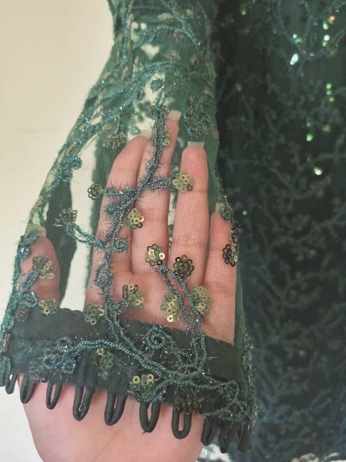 Green Fancy embroidered net three piece suit | Women Formals | Worn Once