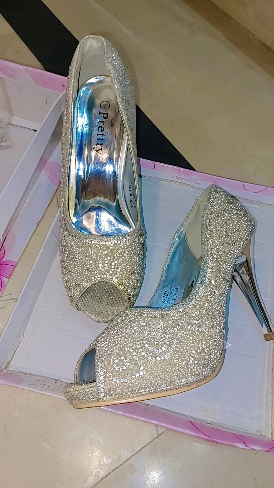 Golden Heels (Size: 39) | Women Shoes | Worn Once