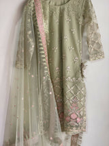 Stunning Net  Embroidered Suit | Women Locally Made Formals | Medium | Worn Once