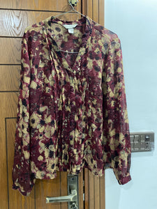 Maroon Printed Shirt (Size: S )| Women Tops & Shirts | Preloved