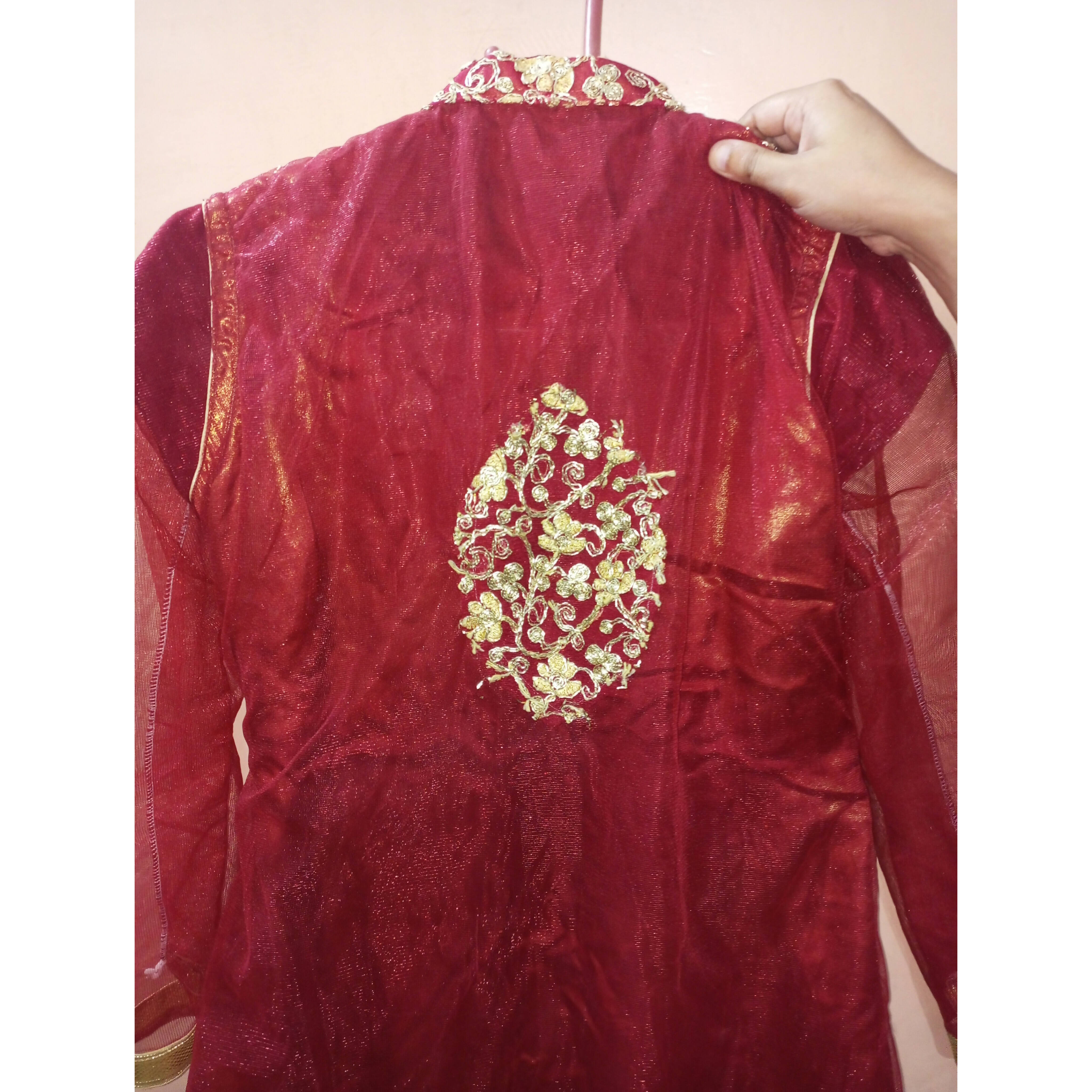 Red Gharara | Women Formals |Ghararas, Shararas & Lehengas |Small |Worn Once