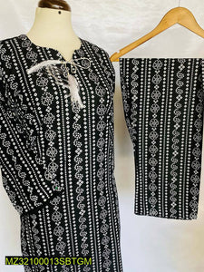 Stylish Black Chunri | Two Piece Linen Dress | S , M | New
