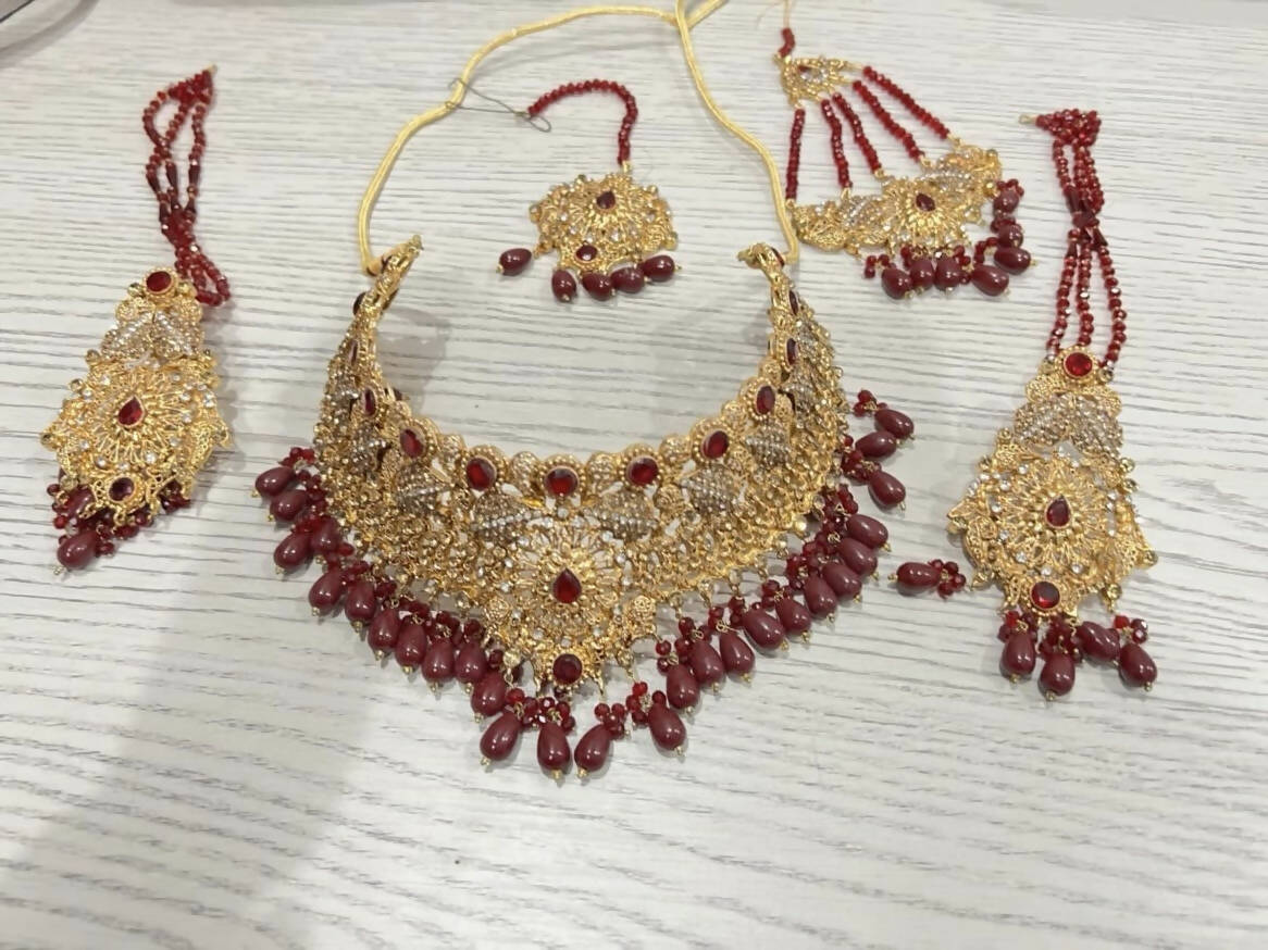 Gold Maroon Bridal jewelry set | Wedding Jewelry and Sets | New