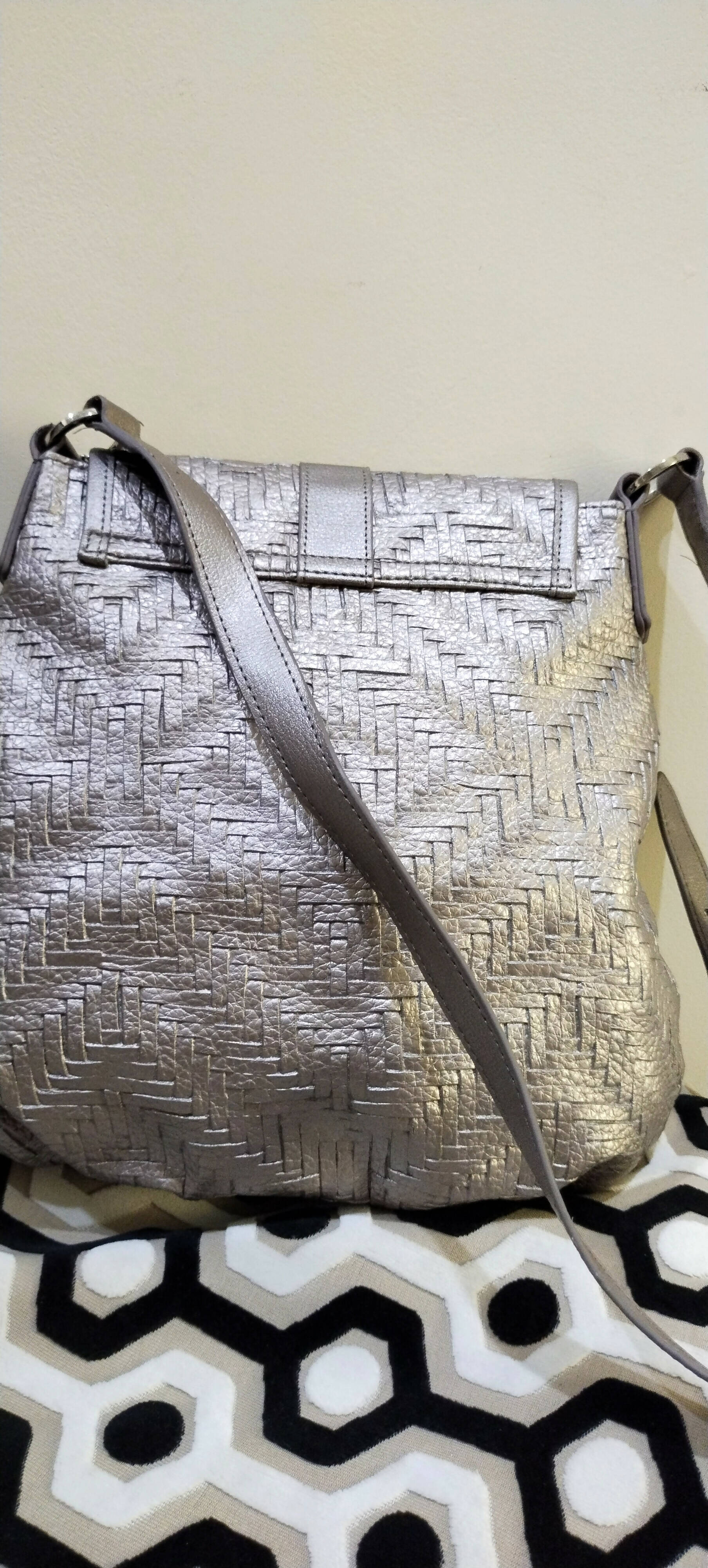 Silver Metallic Cross Body Bag (Size: M ) | Women Bags | New