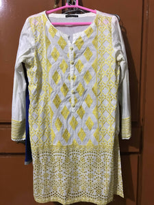 Limelight | Yellow sequenced embroidered shirt | Women Branded Kurta | Preloved