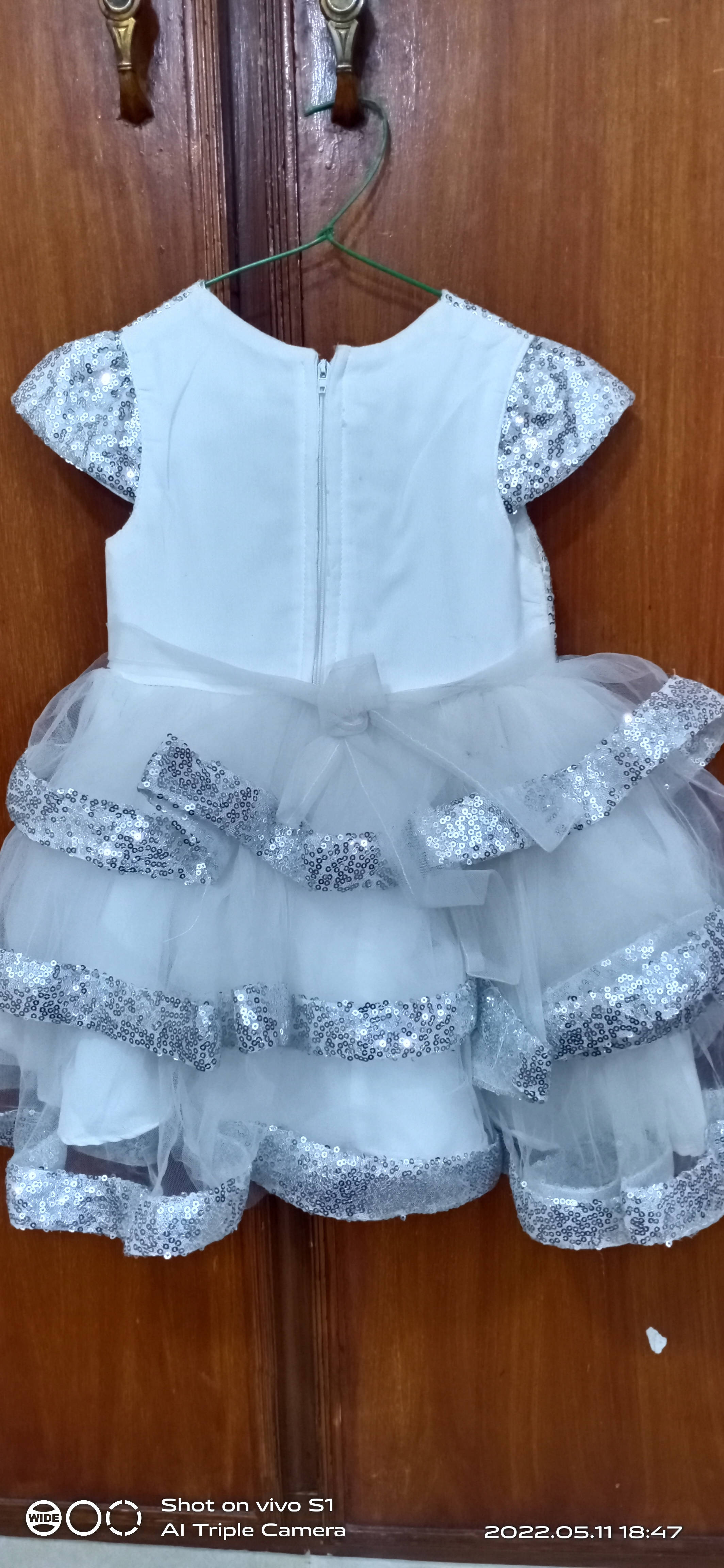Beautiful Net Silver Frock | Girls Skirts & Dresses | Preloved