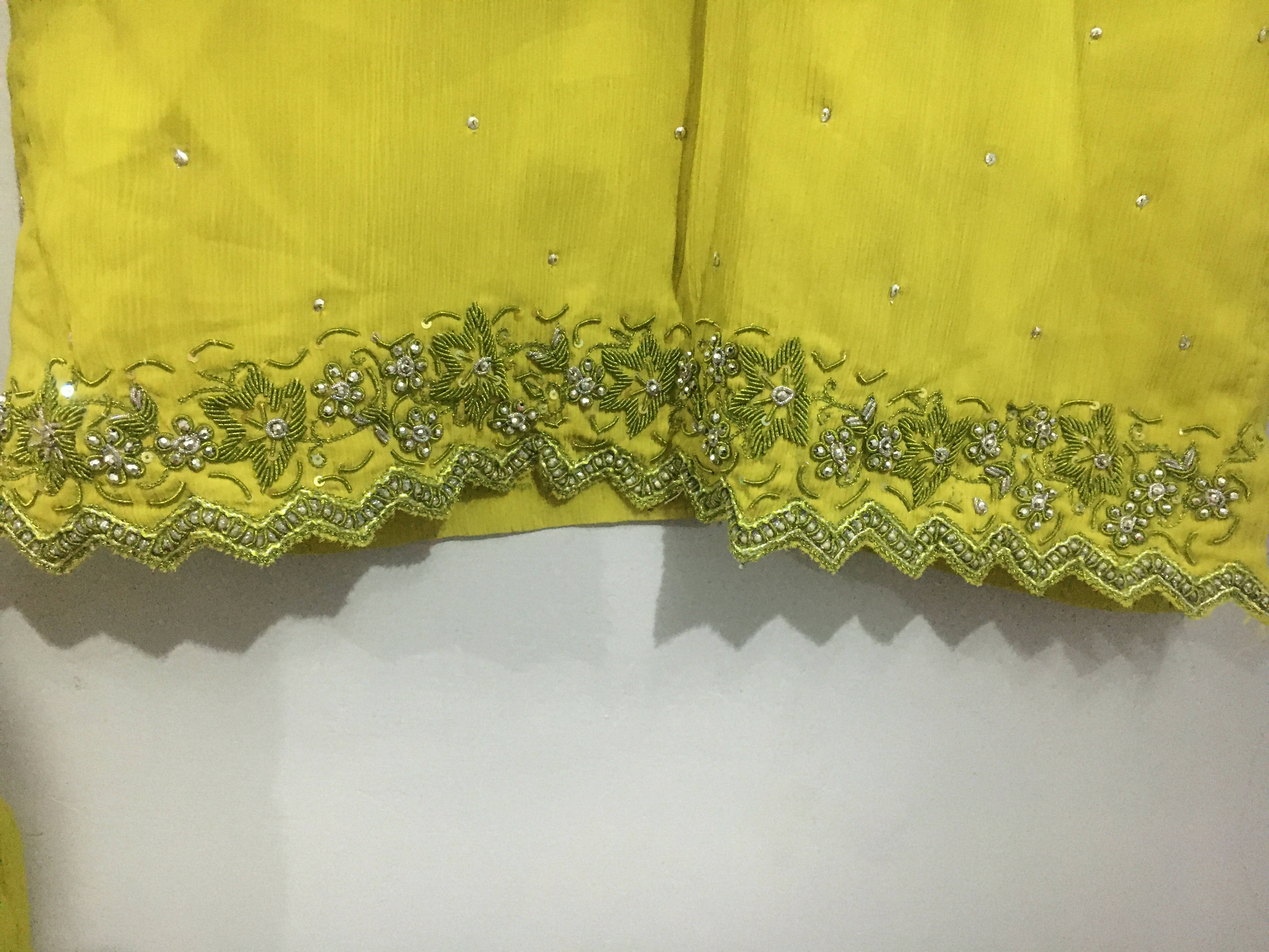 Tawaqal Art | Parrot color embroidery Dress | Women Formals| Preloved