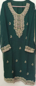 Green Embroidered Chiffon Suit | Women Locally Made Formals | Large | Preloved