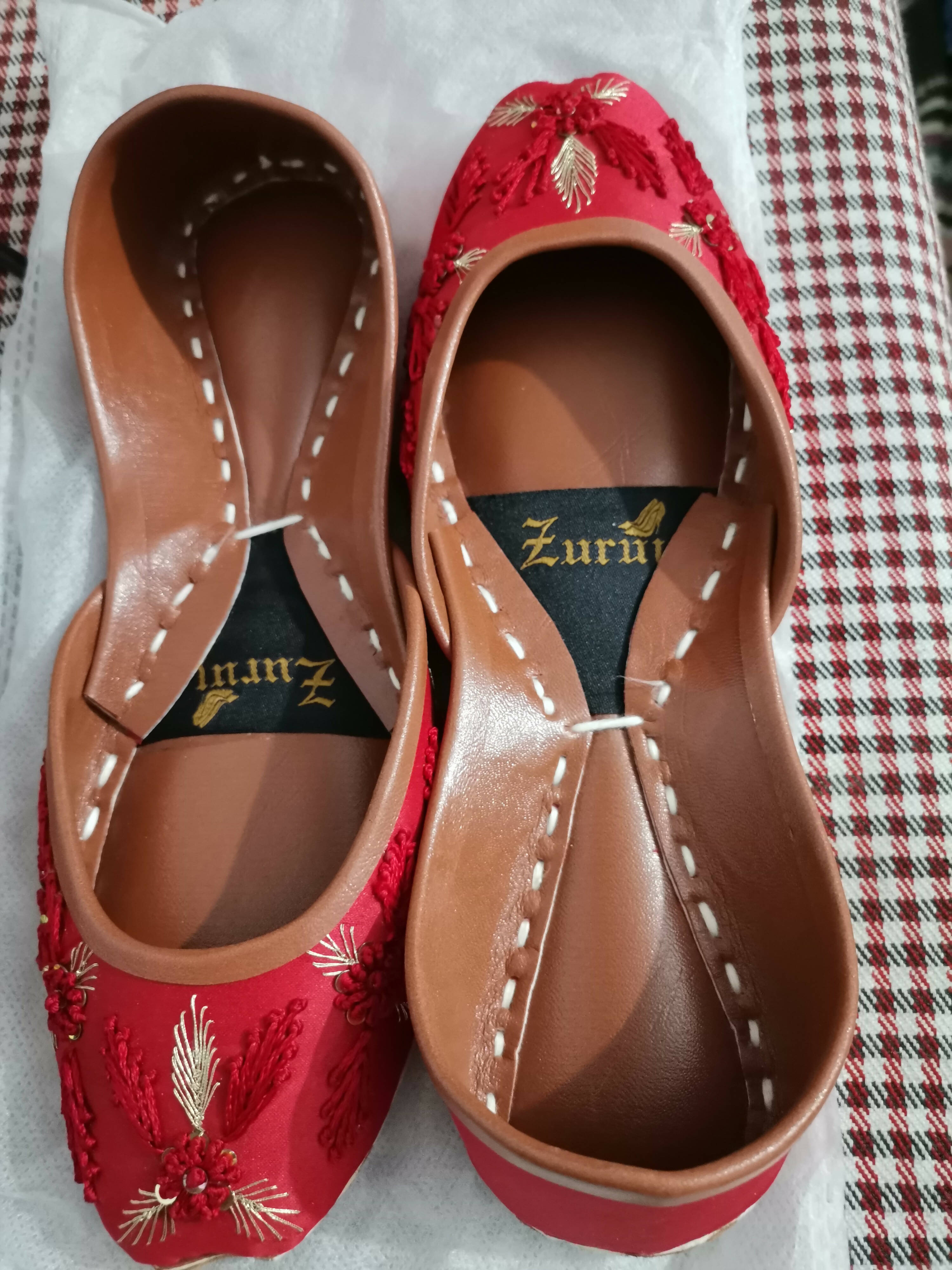 Embroied Red Khussa | Women Shoes | Size: 37 | New