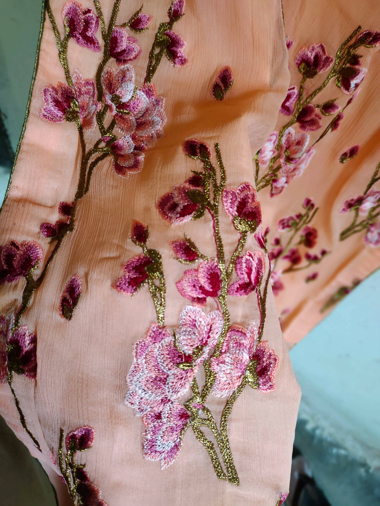 3 Pc Peach Party wear chiffon Embroidered Suit | Women Locally Made Formals | Medium |New