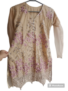 Short shirt with Lilac sharara suit | Fully embroidered with Beads | Women Formals | Ghararas, Shararas & Lehangas | Small to Medium | Preloved