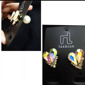 Nishat | double sided heart shaped multi colour studs | Women Earrings | New