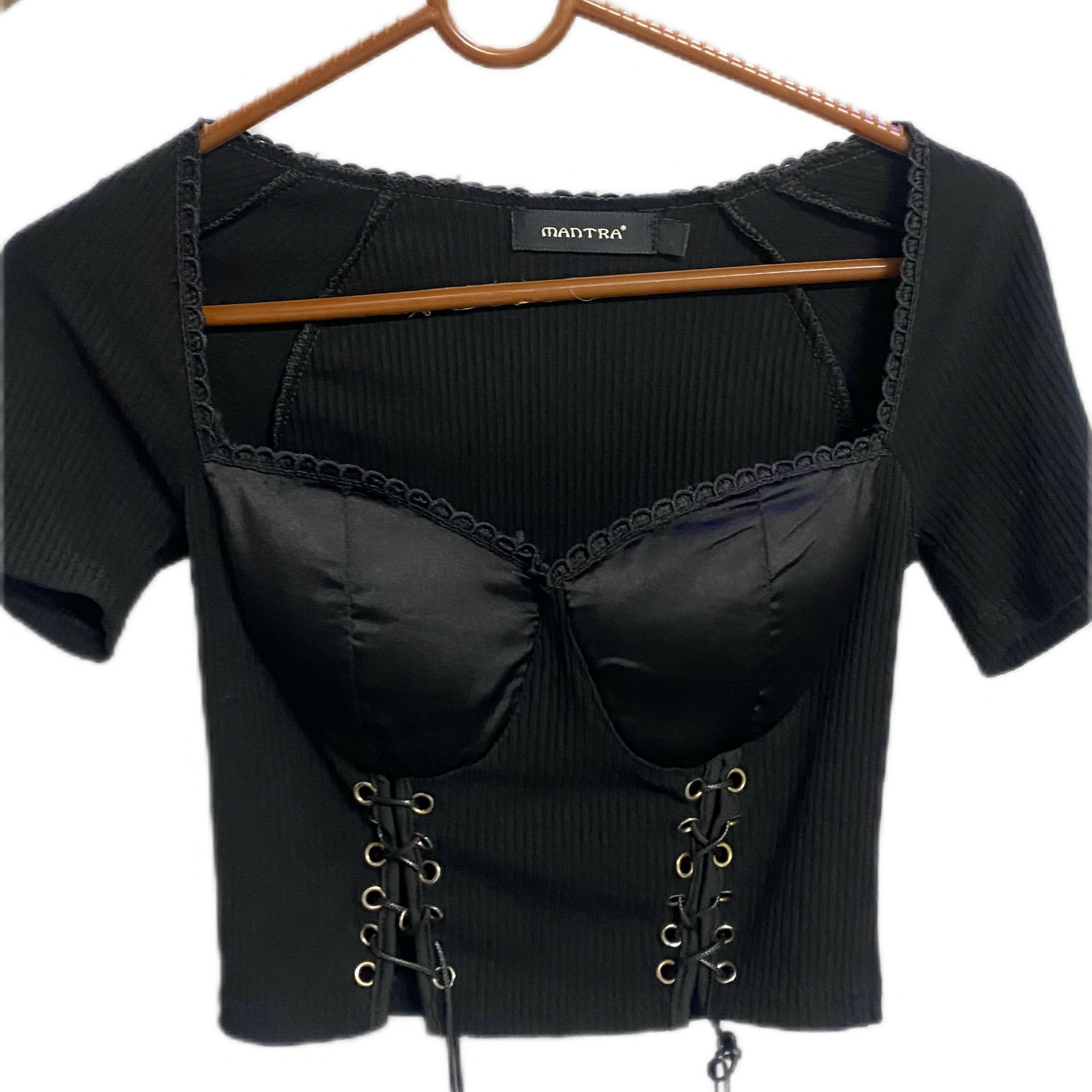 Mantra | Black Sweetheart neck crop top | Women Tops & Shirts | Brand New