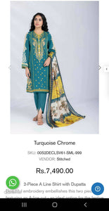 Sapphire | Sea Green Embroidered 3 Shirt Dupatta | Women Branded Kurta | Brand New