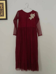 Maroon Frock (Size: M )| Women Frocks & Maxis | New