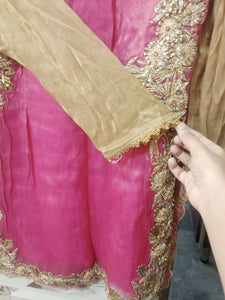 Pink & Golden Gharara Suit | Women Locally Made Formals | Medium | Worn Once