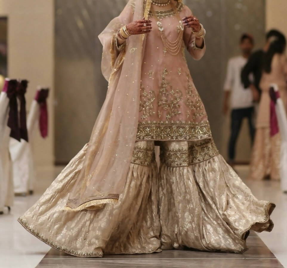 Meena Kari | Stunning Ivory Pink Suit | Women Bridals | Small | Preloved