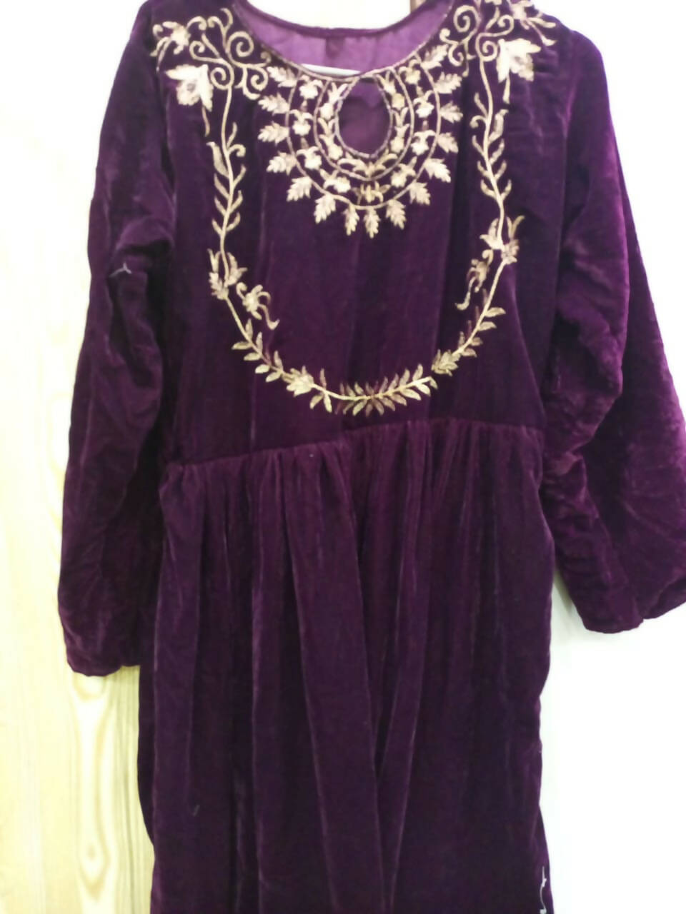 Stylish Mehroon Velvet Long Frok | Women Froks & Maxis | Small | Worn Once