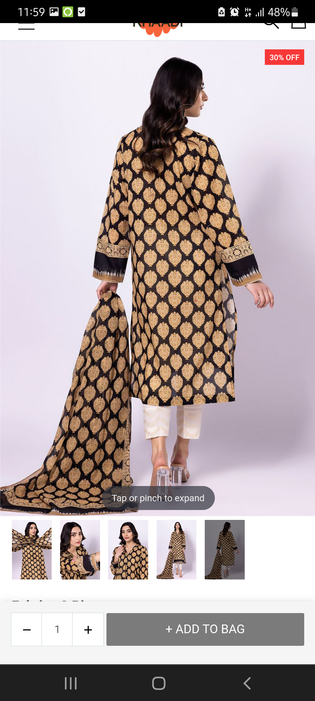 khaadi | Printed Lawn 3pc New (Size: M ) | Women Branded Kurta | New