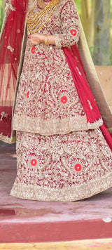 Luxurious Red Lehnga Dupatta Wedding Baraat Suit | Women Bridals | Small | Worn Once