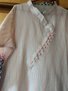 Beechtree | White and Pink Kurta (Size: L) | Women Branded Kurta | Worn Once