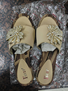 1st Step | Beige Fancy Flats | Women Sandals & Flats | Women Shoes | Brand New