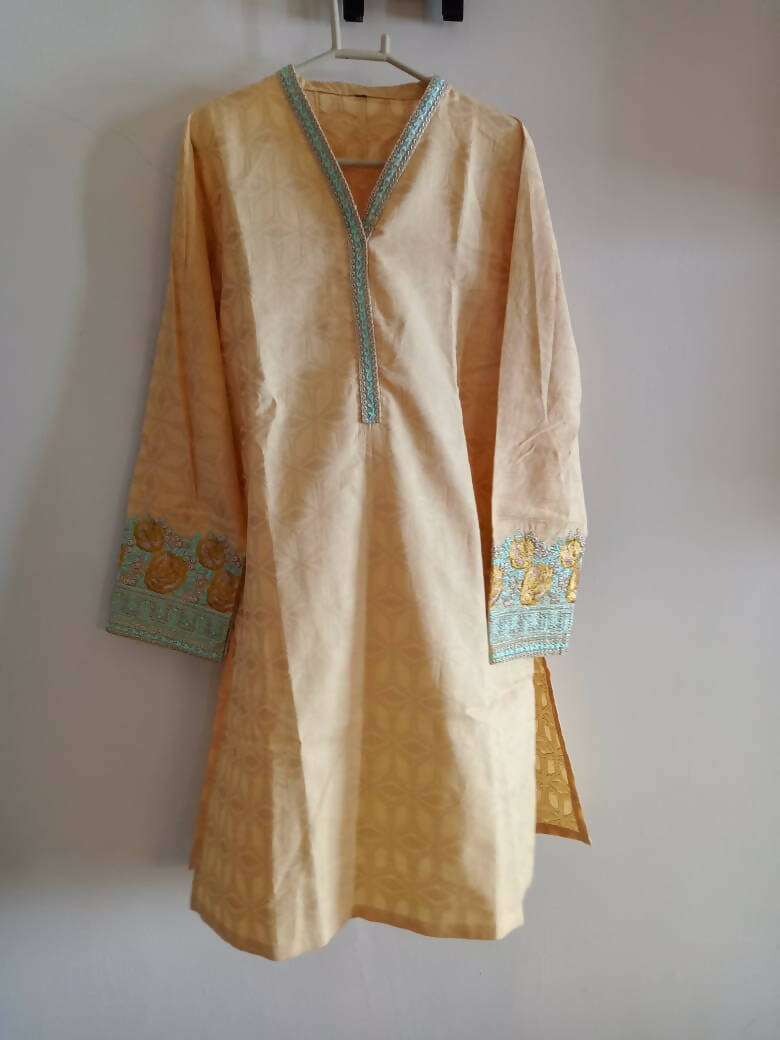 Yellow Embroidered Kurta | Women Locally Made Kurta | Medium | New