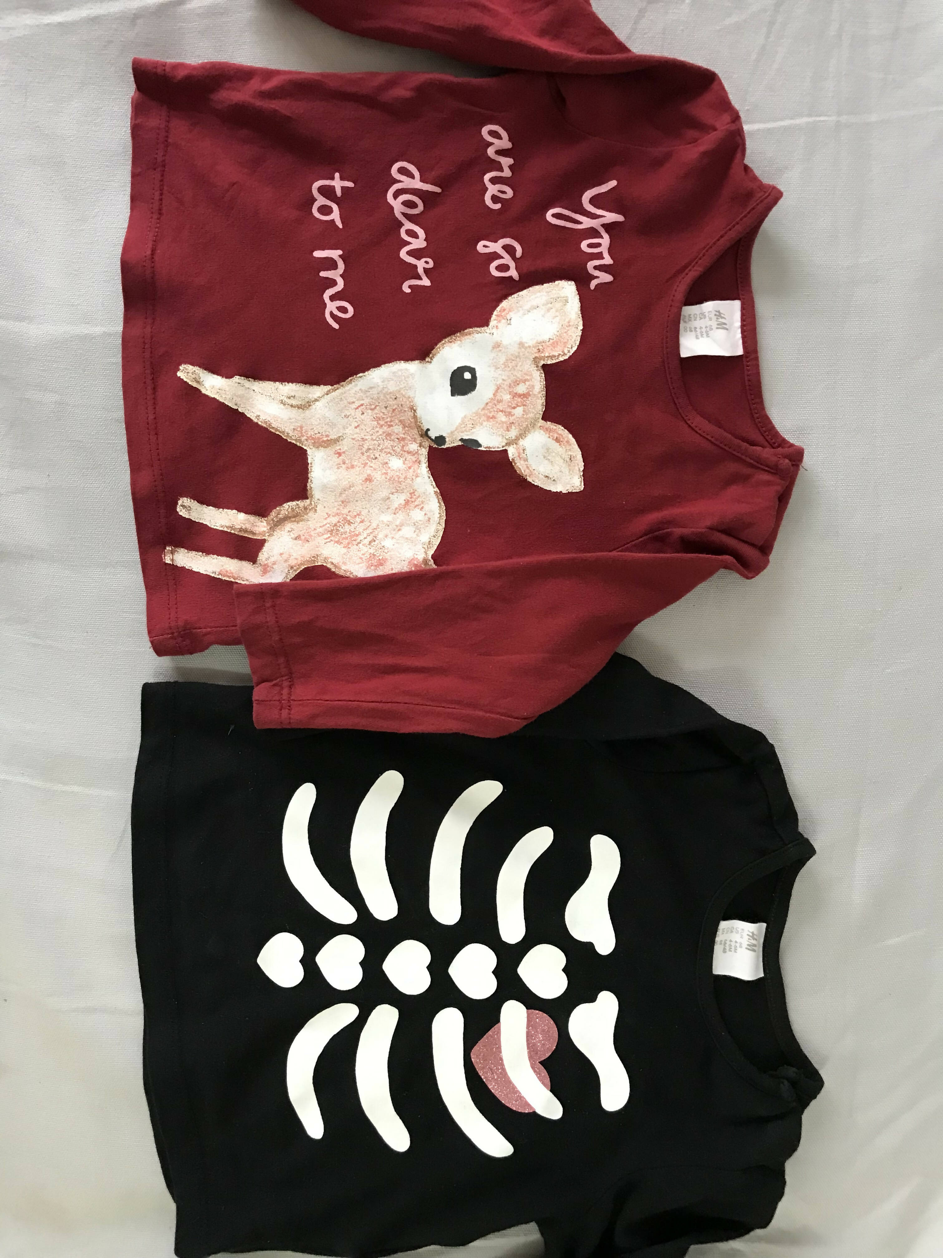 H & M | Baby Shirts Pack of 2 ( For 4-6 Months Old ) | Baby Tops & Shirts | Worn Once