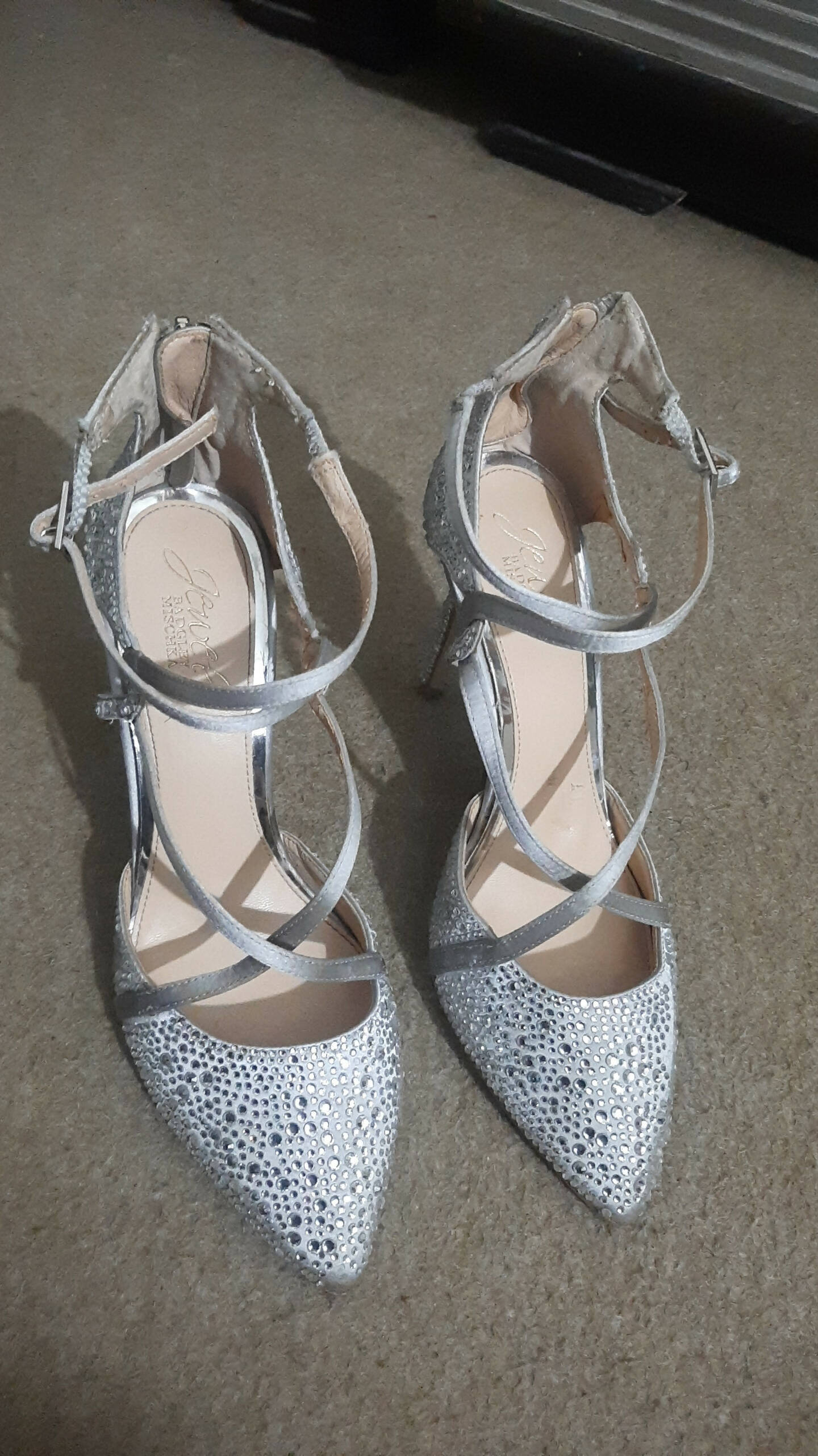 Silver Stone Heels | Women Shoes | Size: 37 | Preloved